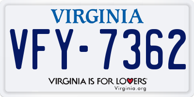 VA license plate VFY7362