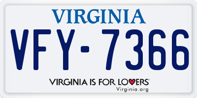 VA license plate VFY7366