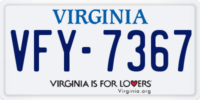 VA license plate VFY7367