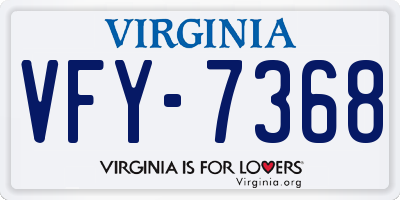 VA license plate VFY7368