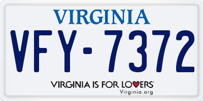 VA license plate VFY7372
