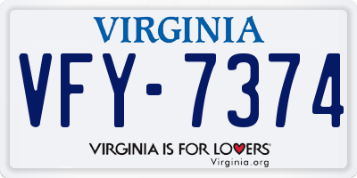 VA license plate VFY7374