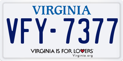 VA license plate VFY7377