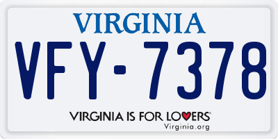 VA license plate VFY7378