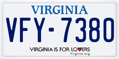 VA license plate VFY7380