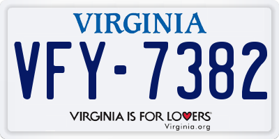 VA license plate VFY7382