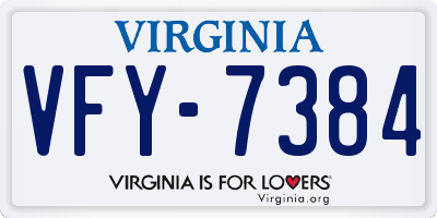 VA license plate VFY7384