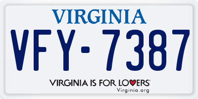 VA license plate VFY7387