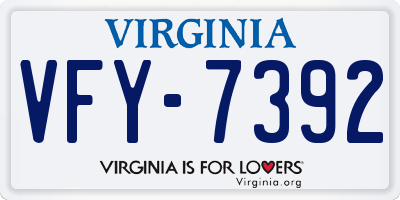 VA license plate VFY7392