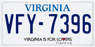 VA license plate VFY7396