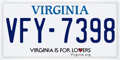 VA license plate VFY7398