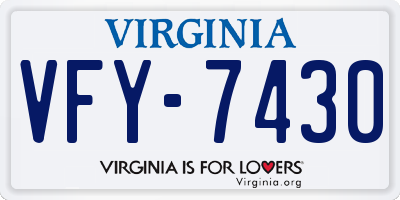 VA license plate VFY7430