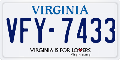 VA license plate VFY7433