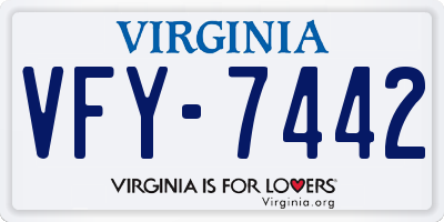 VA license plate VFY7442
