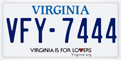 VA license plate VFY7444