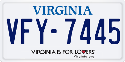 VA license plate VFY7445