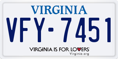 VA license plate VFY7451