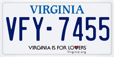 VA license plate VFY7455