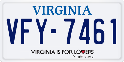 VA license plate VFY7461
