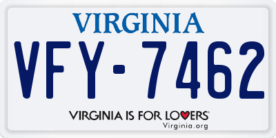 VA license plate VFY7462