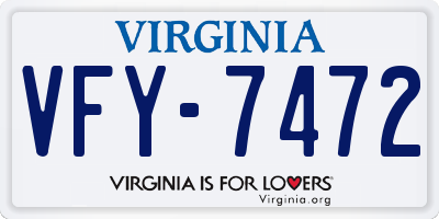 VA license plate VFY7472