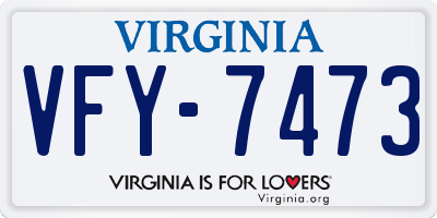 VA license plate VFY7473