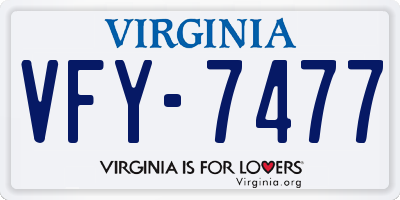 VA license plate VFY7477