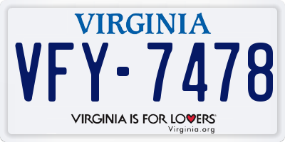 VA license plate VFY7478