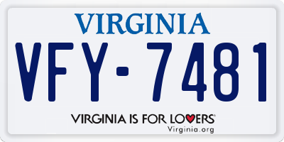 VA license plate VFY7481