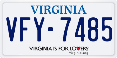 VA license plate VFY7485