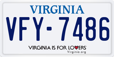 VA license plate VFY7486