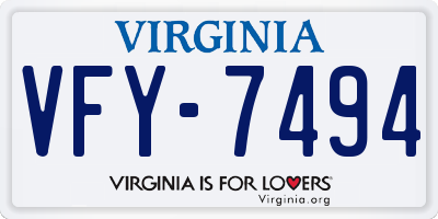 VA license plate VFY7494