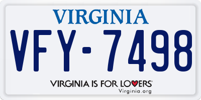 VA license plate VFY7498