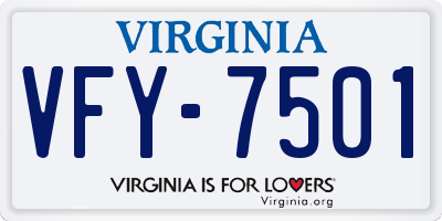 VA license plate VFY7501