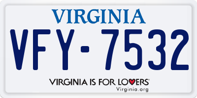 VA license plate VFY7532