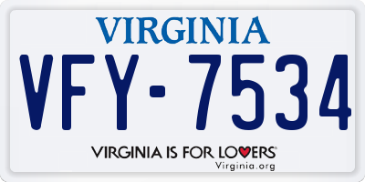 VA license plate VFY7534