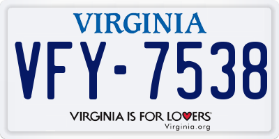 VA license plate VFY7538