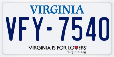 VA license plate VFY7540