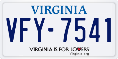 VA license plate VFY7541