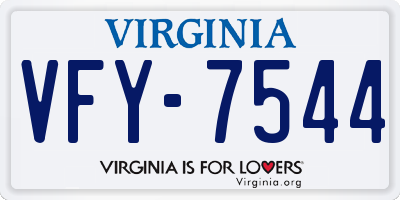 VA license plate VFY7544