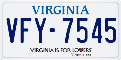 VA license plate VFY7545