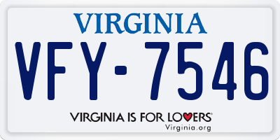 VA license plate VFY7546