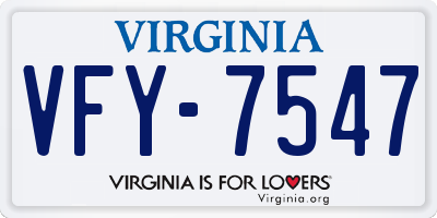 VA license plate VFY7547
