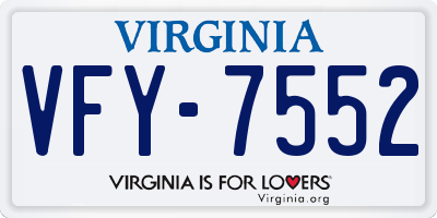 VA license plate VFY7552