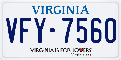 VA license plate VFY7560