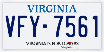 VA license plate VFY7561