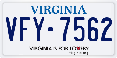VA license plate VFY7562
