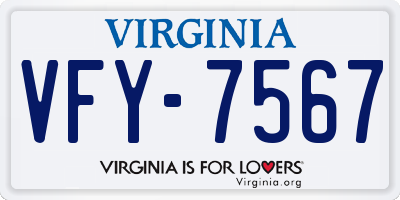 VA license plate VFY7567