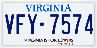 VA license plate VFY7574
