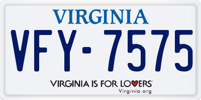 VA license plate VFY7575